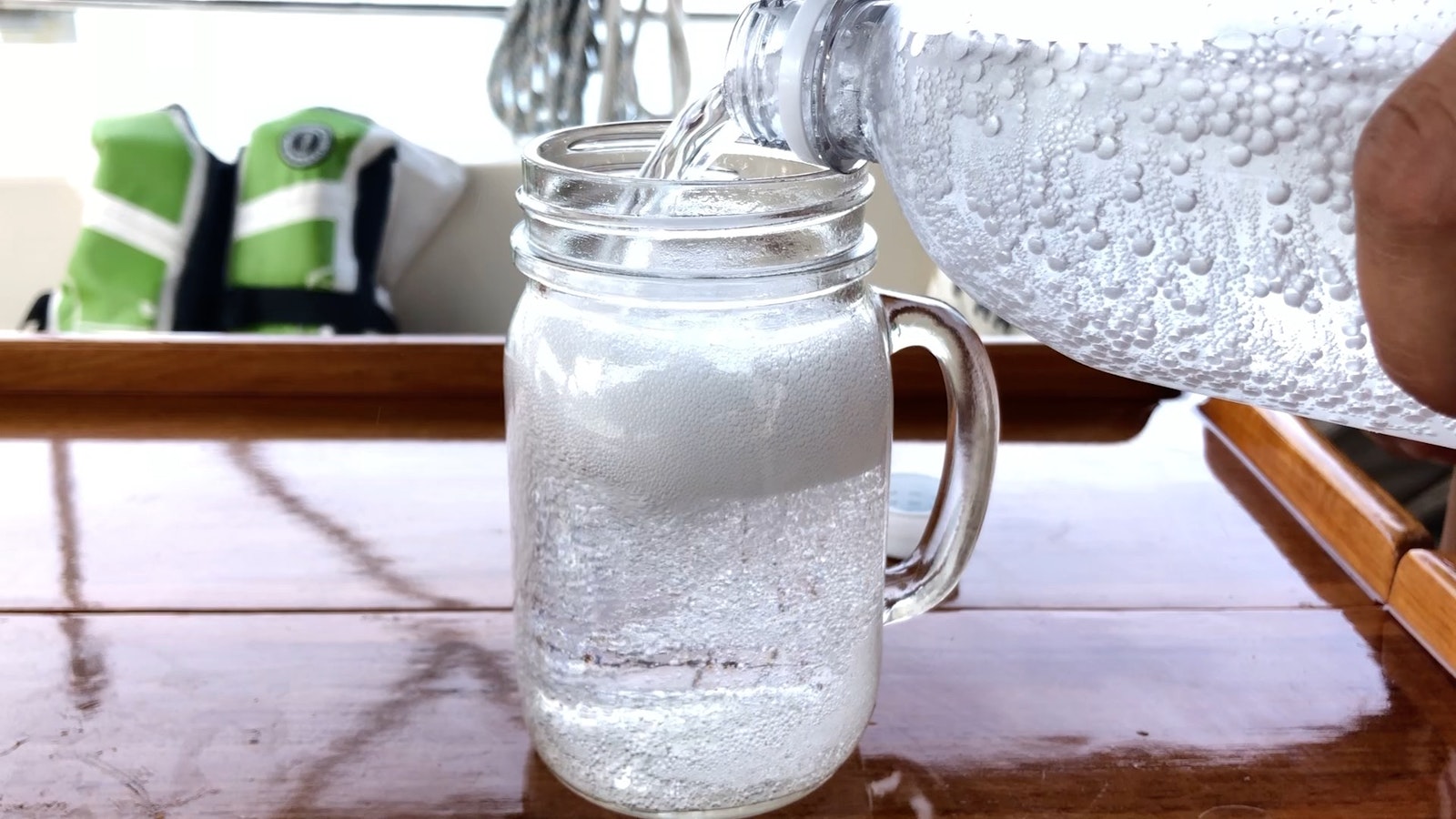 Sparkling Water on a Boat